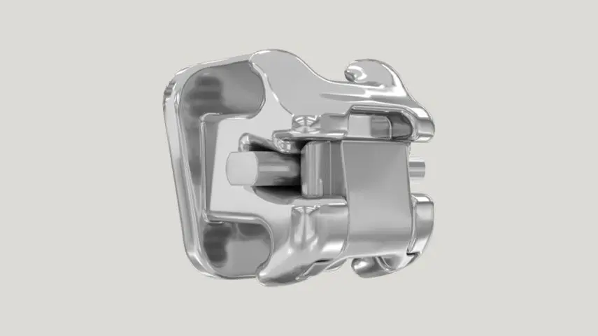 Up close shot of a Damon Bracket used on braces