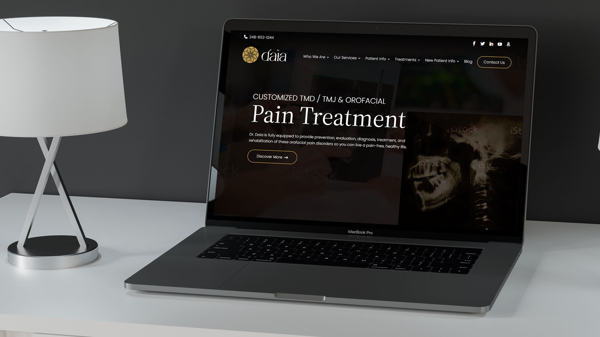 The Daia Orthodontics & TMJ Orthopedics website on laptop