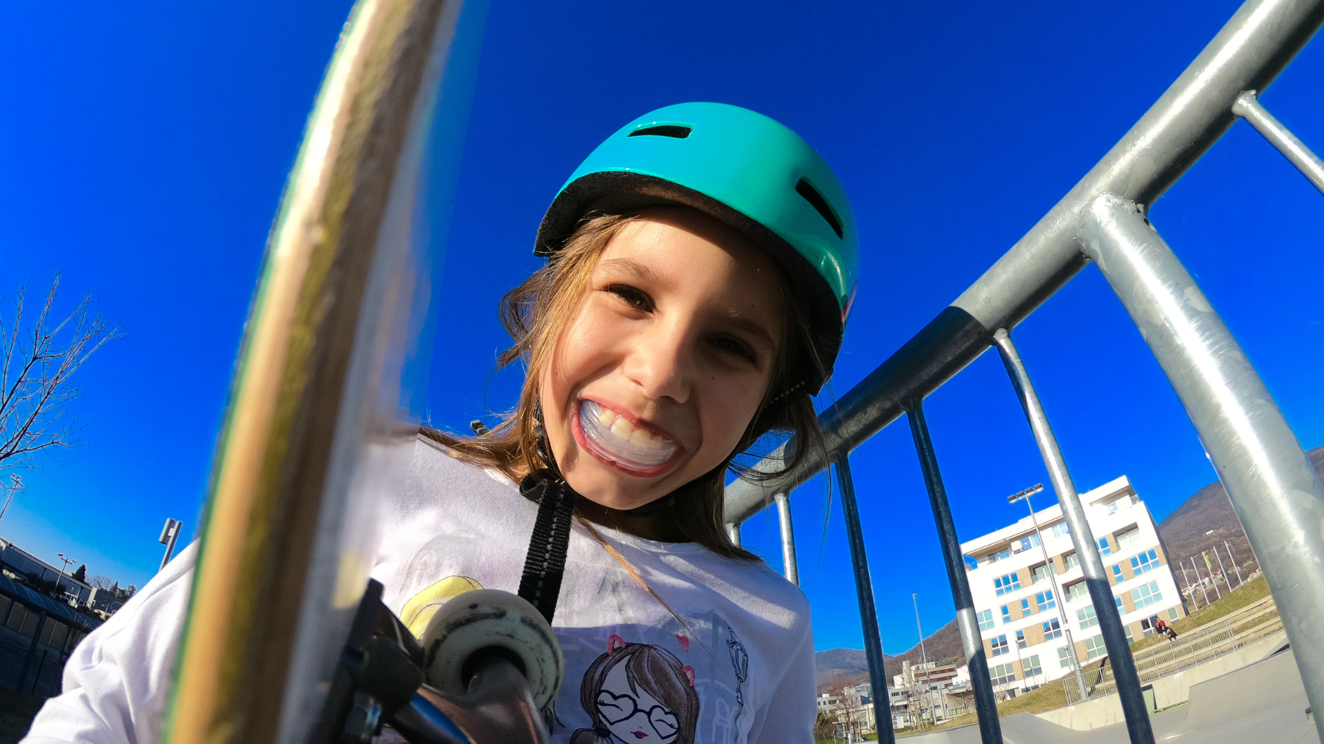 A child wearing a helmet and mouthguard in Rochester MI A child wearing a helmet and mouthguard in Rochester MI